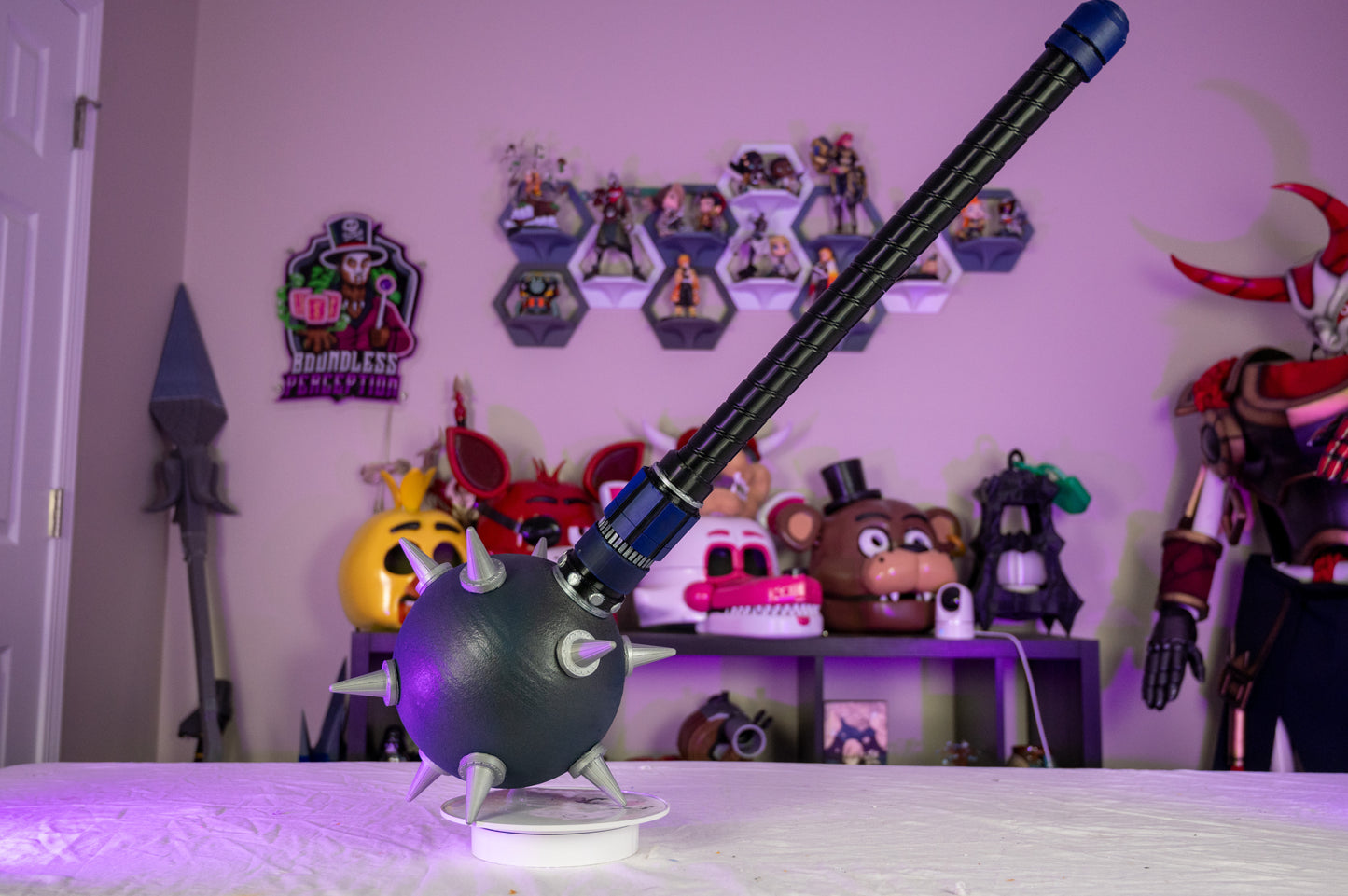 3D Printed Hawk Girl Spiked Mace Cosplay Prop Weapon β’ Comic Hero Inspired Costume Accessory β’ Handmade LARP & Display Collectible