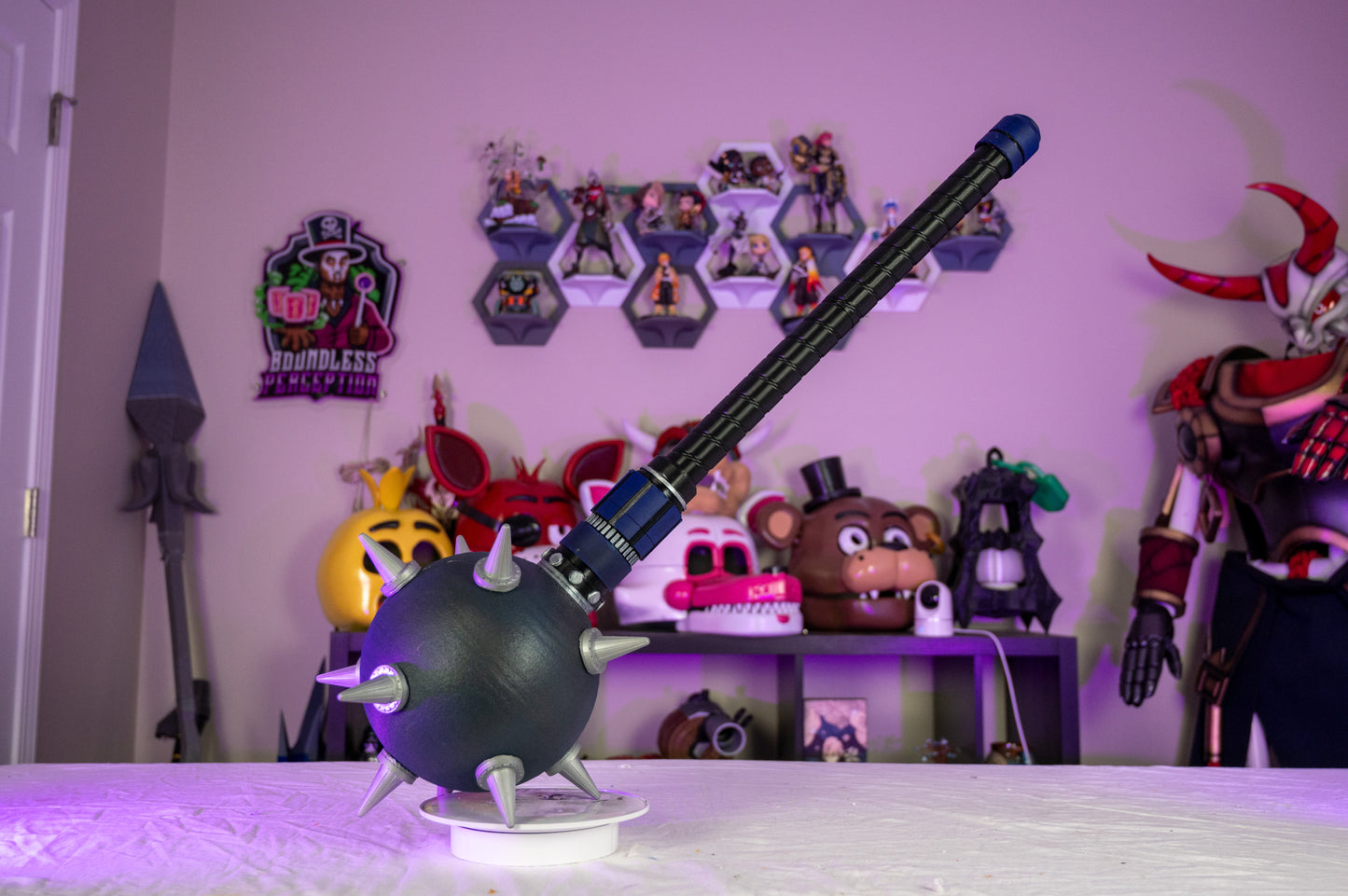 3D Printed Hawk Girl Spiked Mace Cosplay Prop Weapon • Comic Hero Inspired Costume Accessory • Handmade LARP & Display Collectible