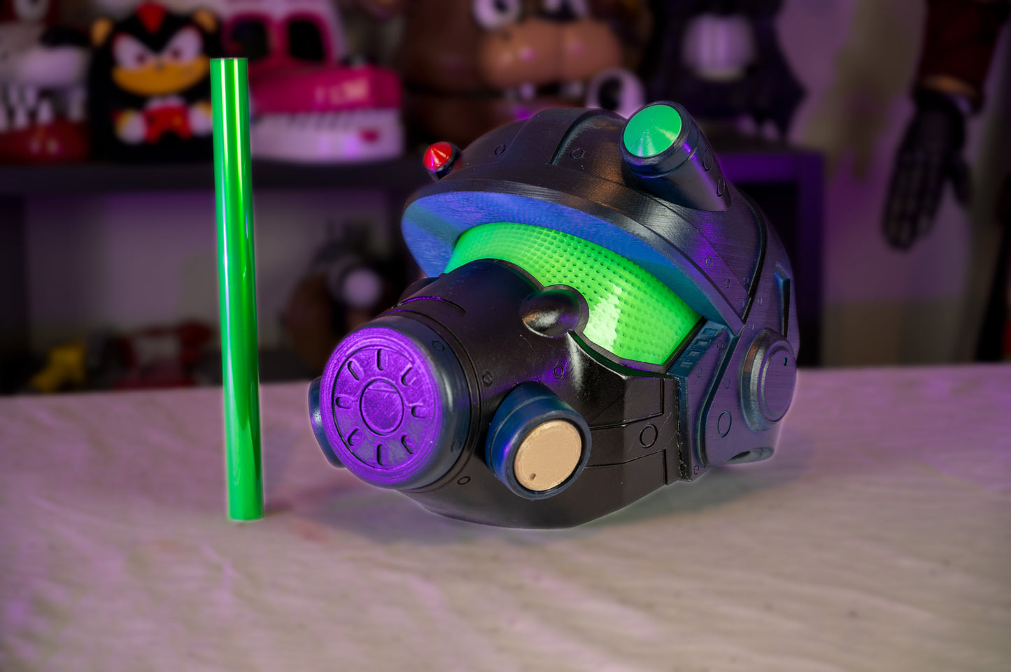 3D Printed Post-Apocalyptic Marine Helmet with Green Tinted Visor | Wearable Cosplay Helmet | Sci-Fi Armor Prop