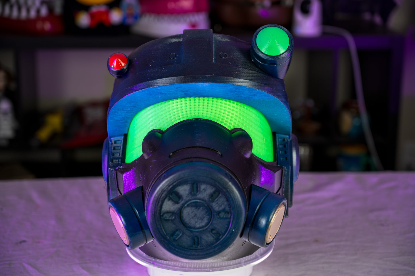 3D Printed Post-Apocalyptic Marine Helmet with Green Tinted Visor | Wearable Cosplay Helmet | Sci-Fi Armor Prop